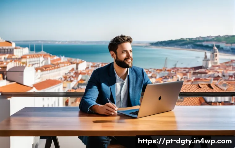디지털 노마드의 시간대 관리 팁 - **A Focused Digital Nomad in Lisbon's Coworking Space:**
    A professional, gender-neutral digital ...